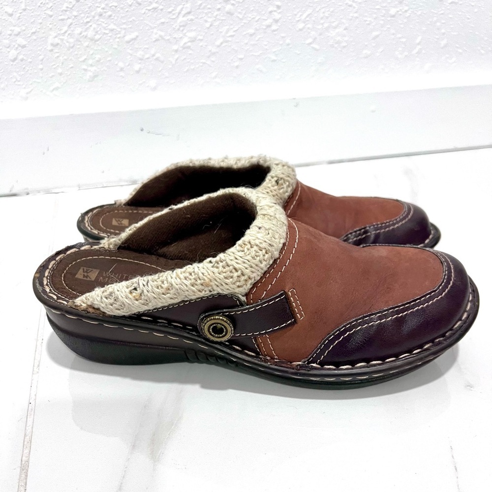 White Mountain Brown and‎ Tan Mules Shoes Nubuk Suede Leather Milt Brown 7.5